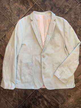 ASOS Light Teal Men's Cotton 2-Button Slim Fit Business Casual Blazer Jacket